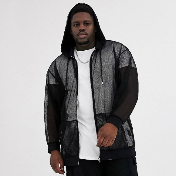 Men’s Oversized Zip Up Mesh Hoodie - Picture 2 of 5